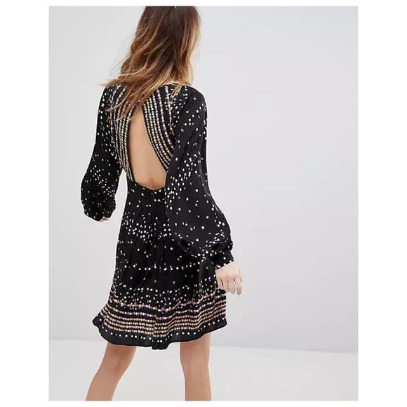 014 FREE PEOPLE Coryn Long Sleeve Mini Dress sz 6 Women's - Picture 9 of 16